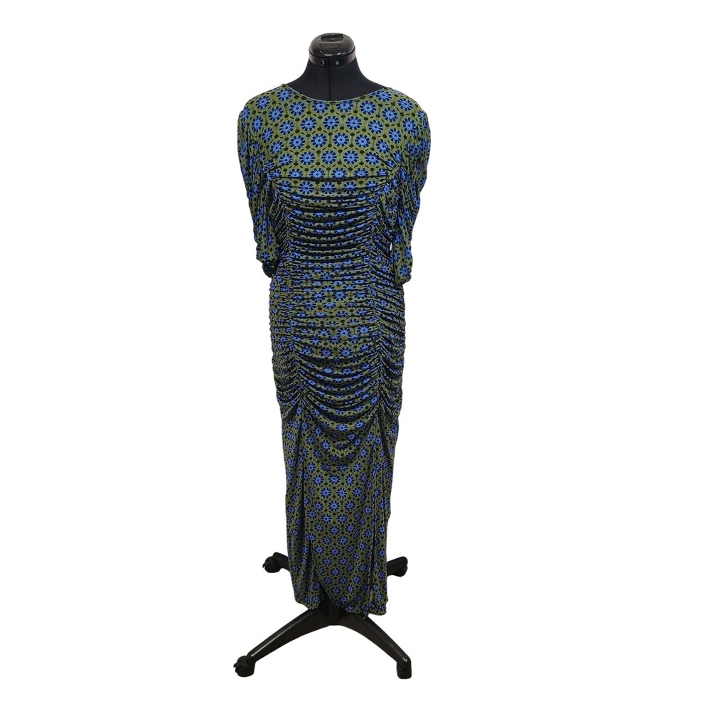 Free PeopleUnique Geometric Print Ruched Maxi Dress Blue‎ Green Women's XS/M